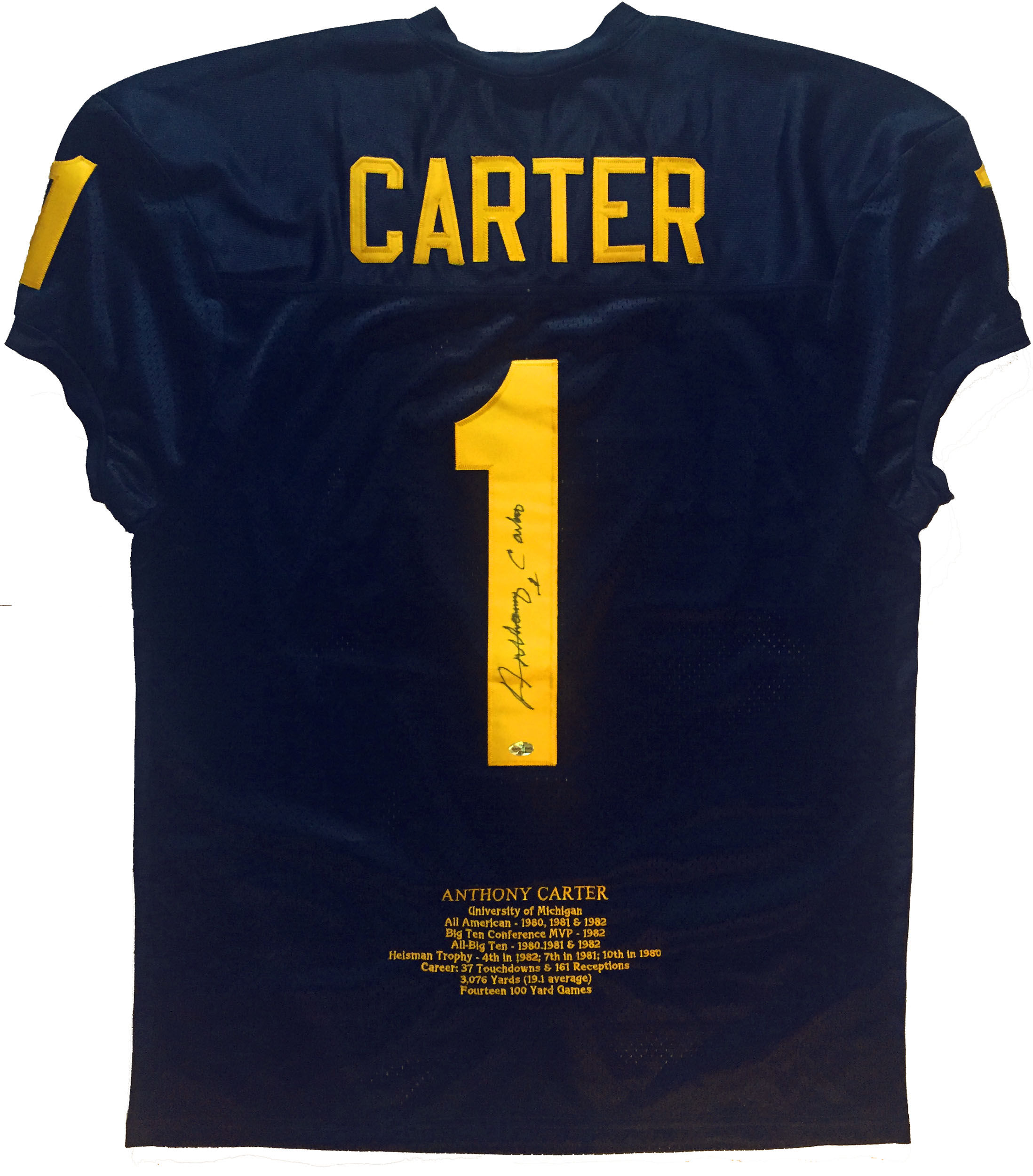 Anthony Carter Limited Ed. Michigan "Stats" Jersey