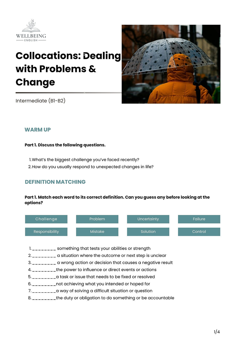 Collocations: Dealing with Problems & Change ESL Lesson Plan Preview