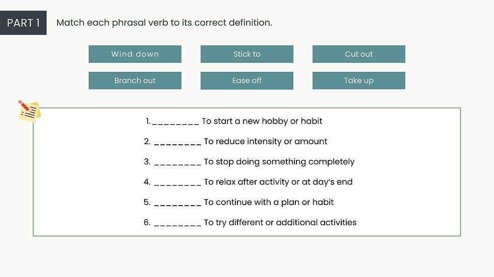 Wellness vocabulary ESL lesson plan
