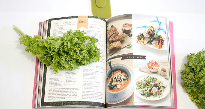 A book on healthy eating featuring a green leaf and a spoon, symbolising making suggestions ESL lesson plan.