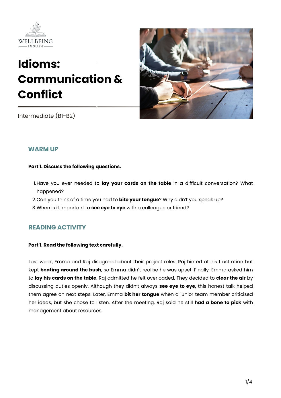 Communication Idioms ESL Lesson Plan Preview