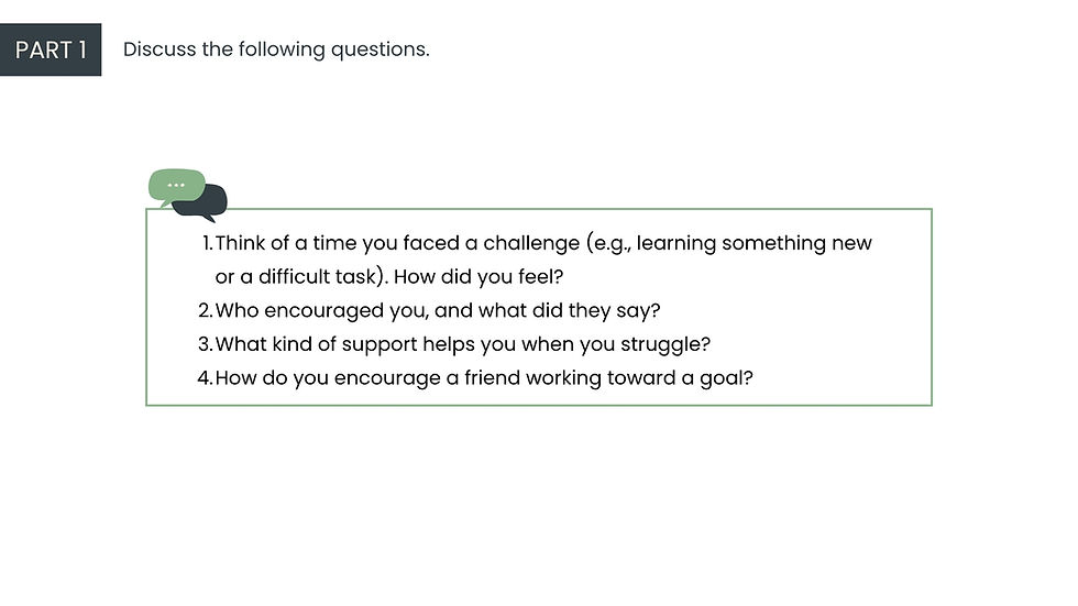 Thumbnail: offering encouragement support ESL lesson plan preview