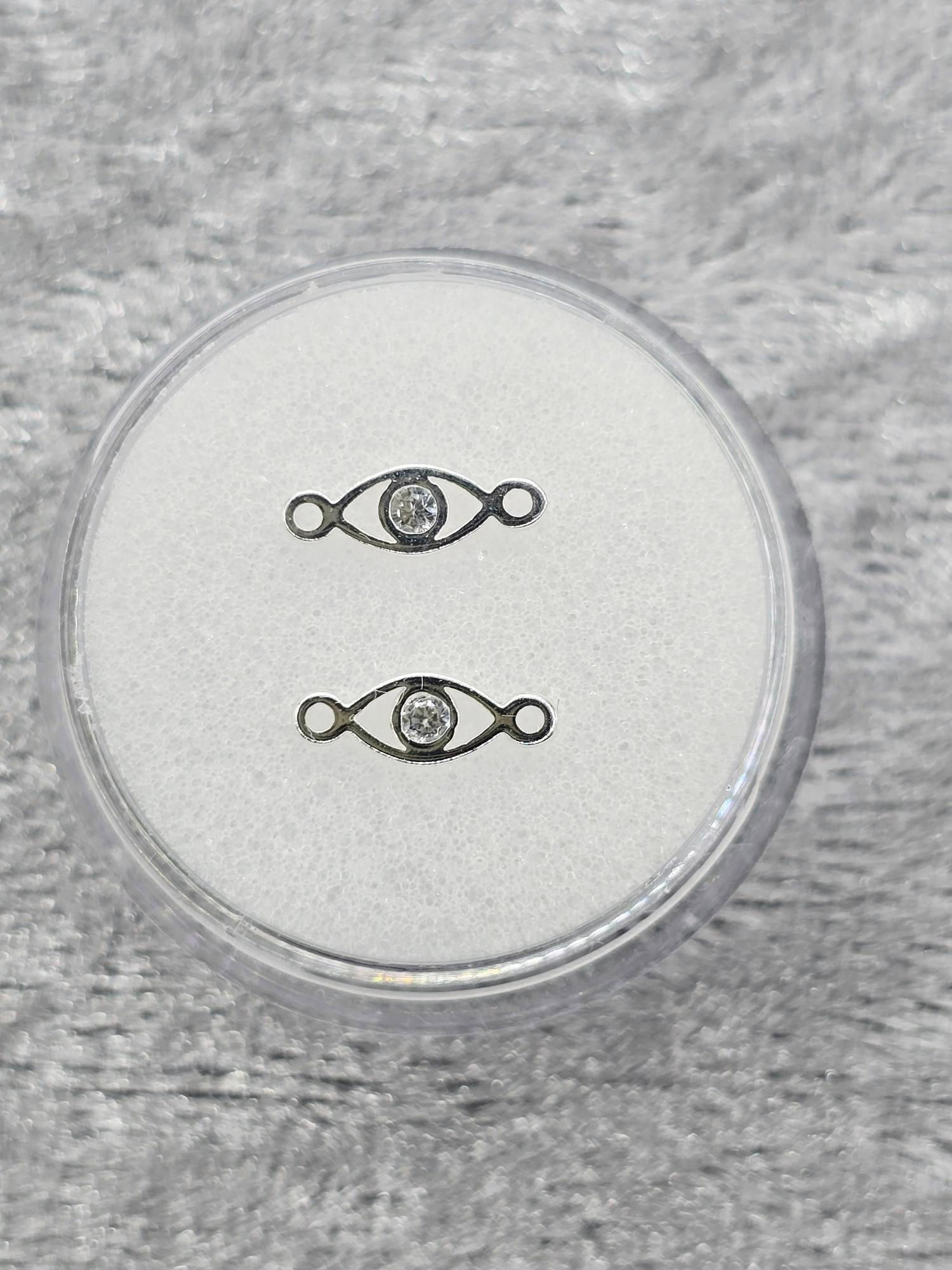 Sterling Silver CZ Evil Eye Connector