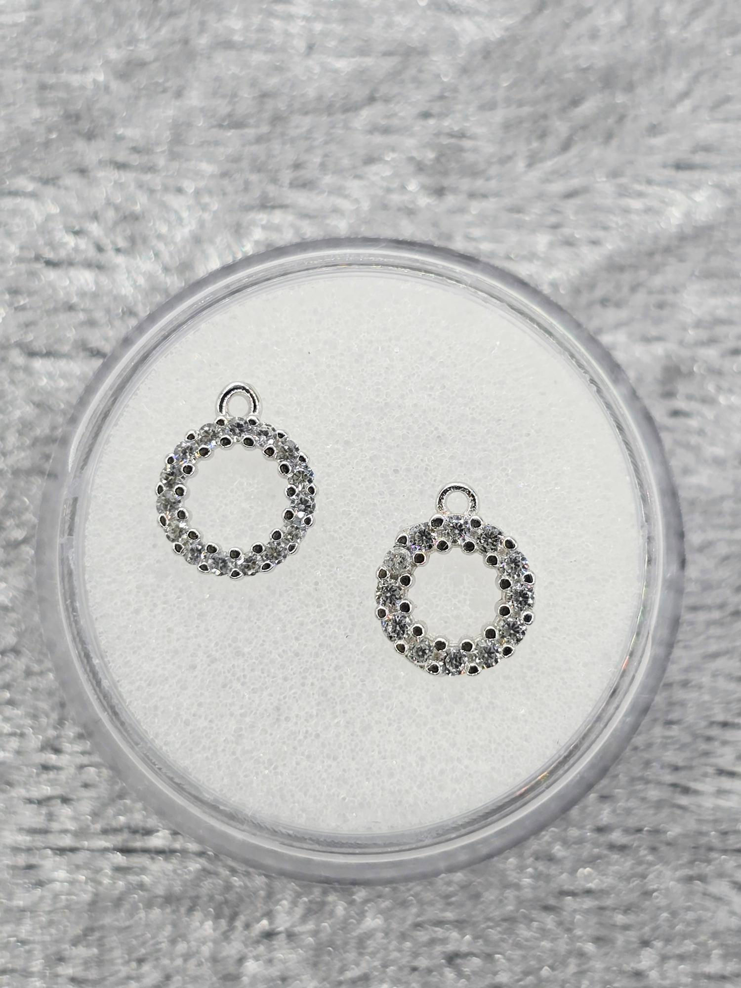 Sterling Silver CZ Hollow Circle Charm