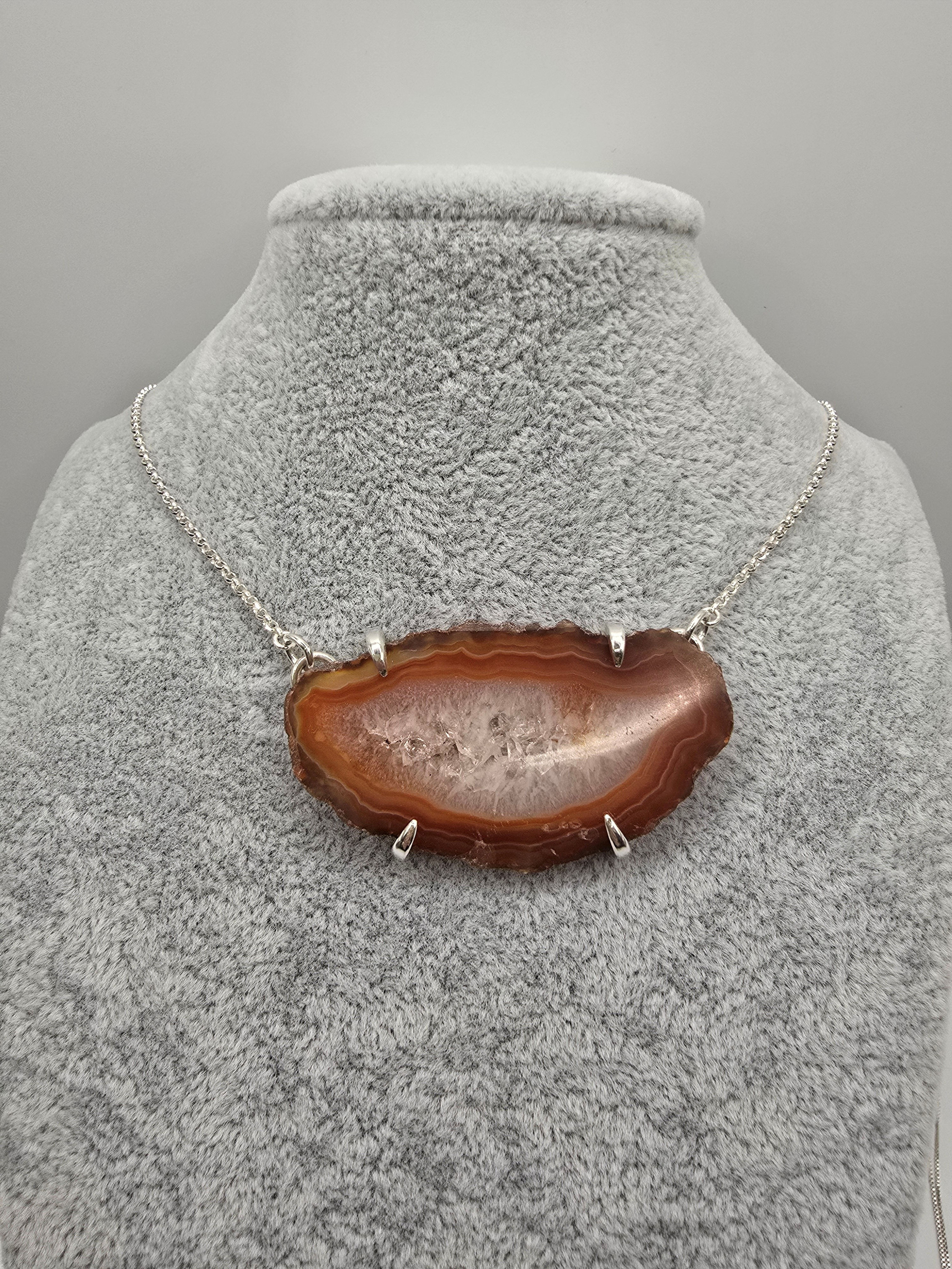 Sterling Silver Agate Geode Slice Necklace