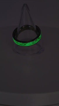 Thumbnail: Titanium 4mm Channel Moldavite Ring with Glow Powder - (UK) N, (USA) 7, (EU) 54
