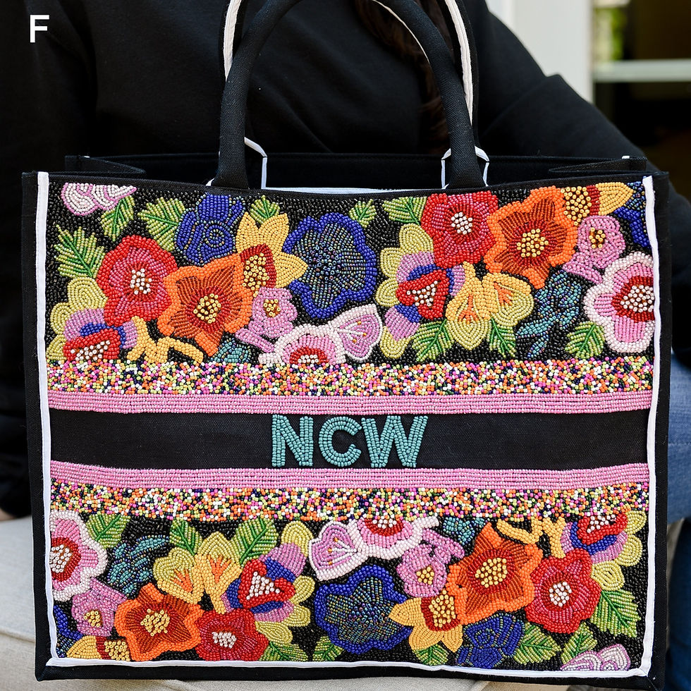 Thumbnail: Custom Floral Beaded Structured Tote