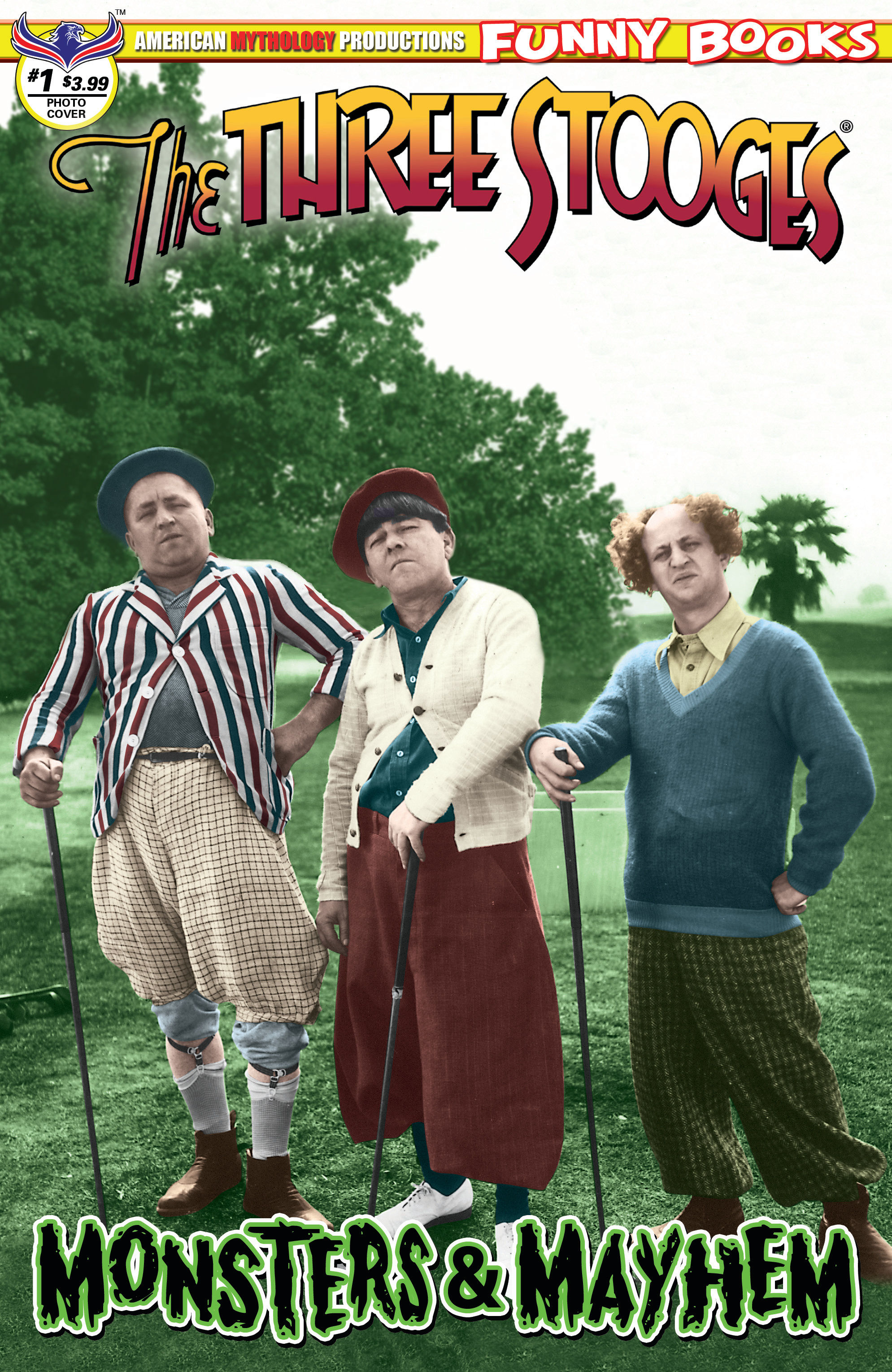 Three Stooges Monsters & Mayhem Color Photo Cover