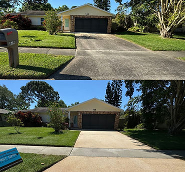 Dirty driveway transformation before and after