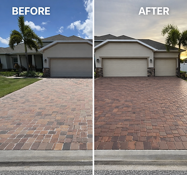 Paver driveway transformation before and after