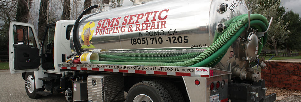Sims Septic Pumping & Repair Services Truck in Nipomo, California