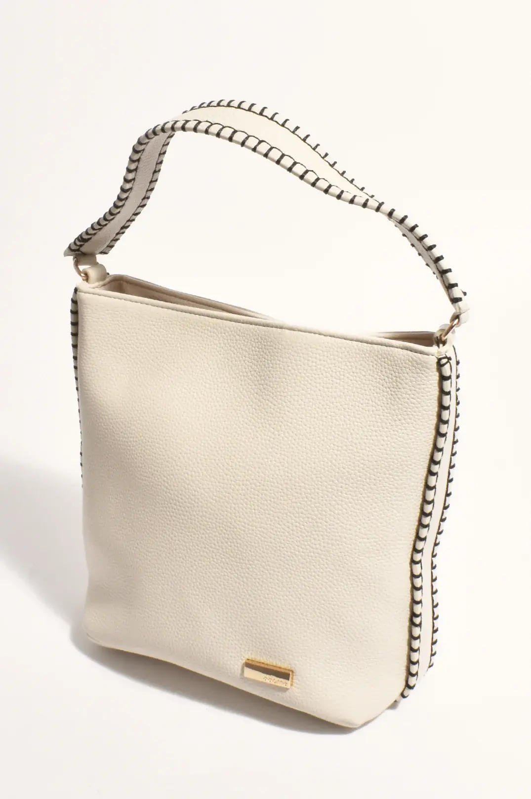 Stevie Blanket Stitch Bucket Bag Stone