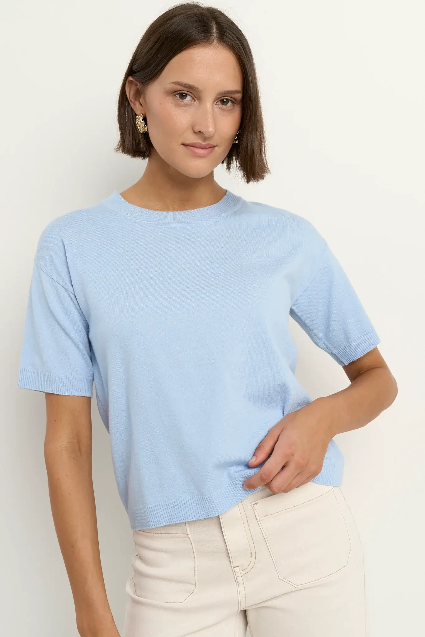 Precise Sky Blue Knitted Tee