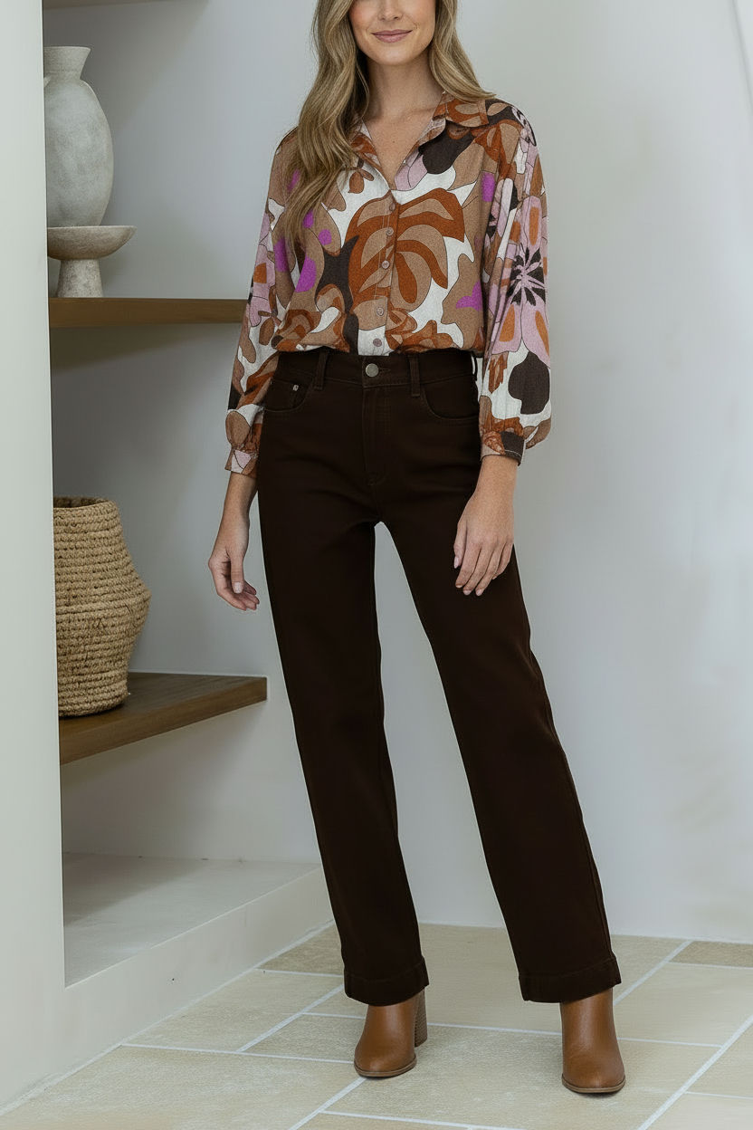 CD1678 chocolate straight Jean 