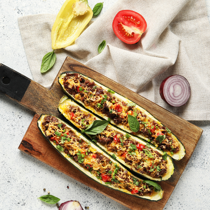 Healthy Low Carb Zucchini Boat Recipe by eat Nourish Glow