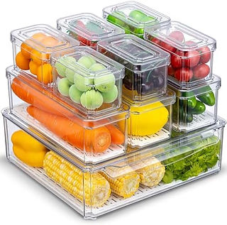 KUMD 10 Pack Fridge Organiser, Stackable Storage