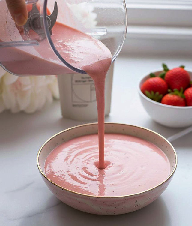 Pouring Strawberry Smoothie