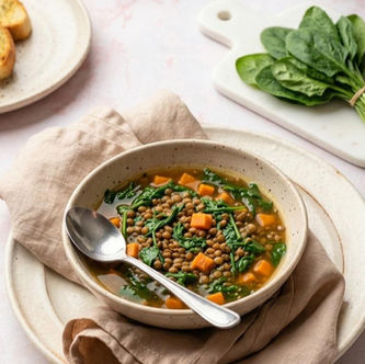 Warm Lentil & Spinach Soup for Your Period (Iron-Rich Recipe)