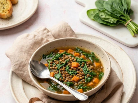 Warm Lentil & Spinach Soup for Your Period (Iron-Rich Recipe)