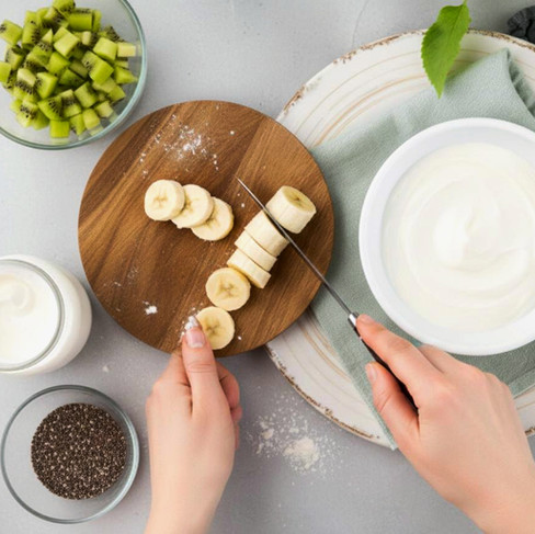 Chopping Fruit For High Protein Cortisol-Lowering Bowl