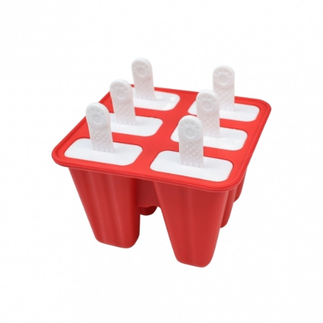 Utensílio Forma para Picolé Silicone 06 Moldes Vermelho