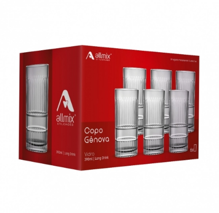 Miniatura: COPO DE VIDRO LONG DRINK GENOVA 390ML LUVA COM 6