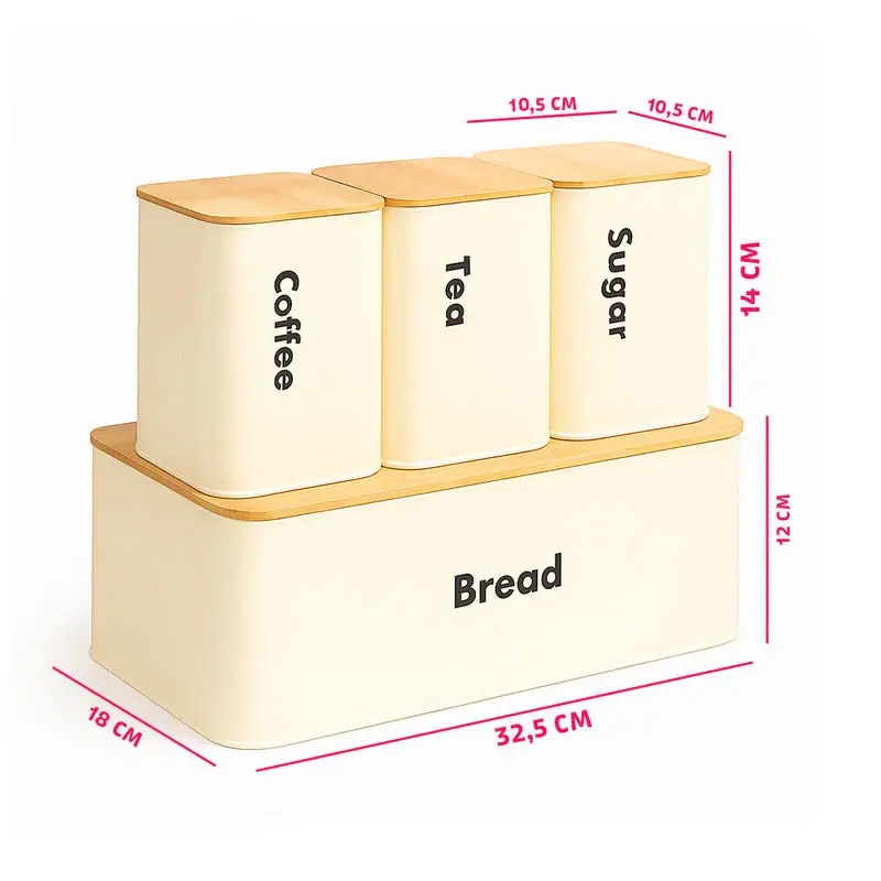 Miniatura: Kit 4 Latas Porta Condimentos Creme 4 Peças