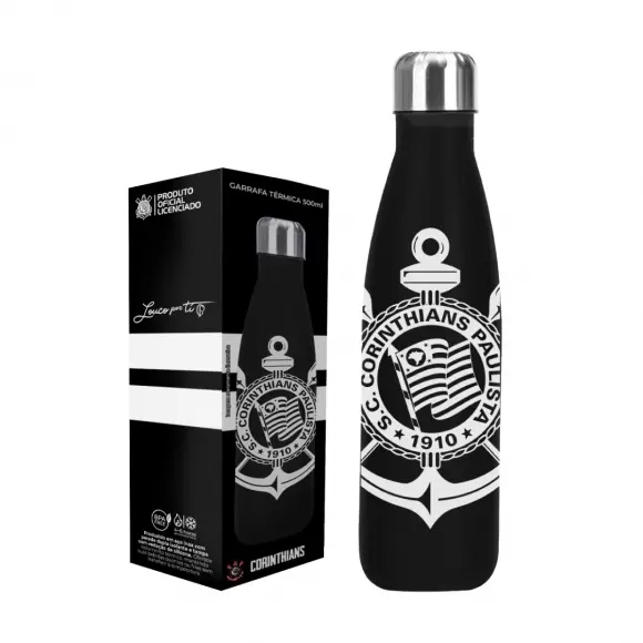 Garrafa Térmica Inox 500ml Corinthians – Luva com 1