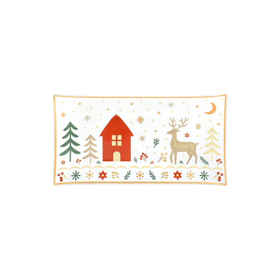 Travessa De Vidro Retangular Média Especial de Natal
