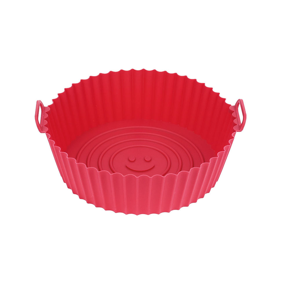 Utensílio Forma Redonda 22cm Silicone Vermelho para Air Fryer