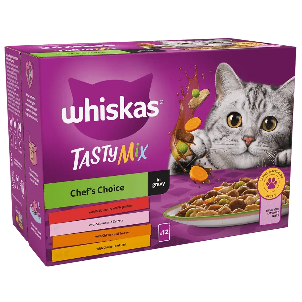 Whiskas 1+ Chef's Choice Mix Adult Wet Cat Food Pouches in Gravy 12 x 85g