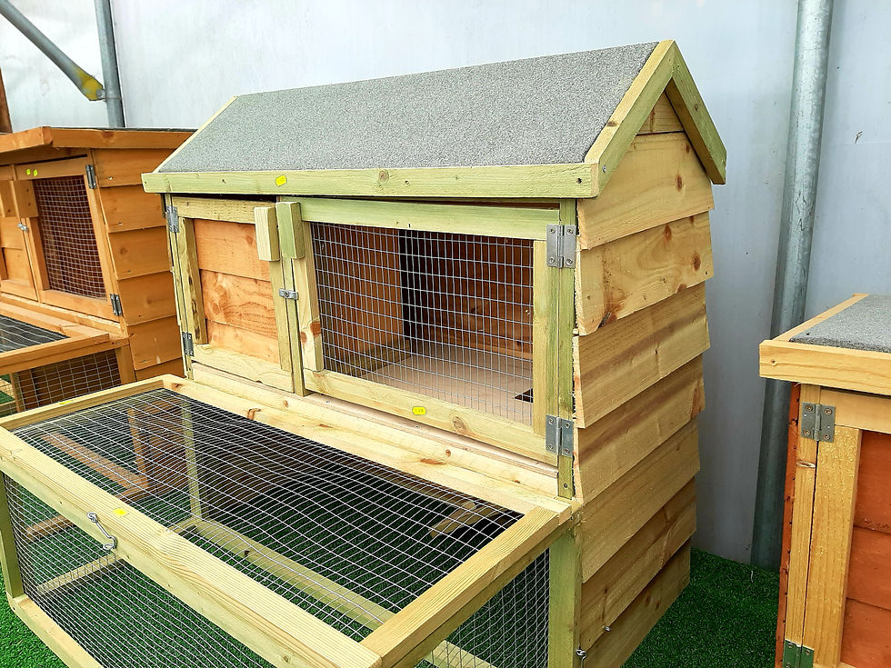Thumbnail: 3ft Double Timber Hutch with Run (Pitched Roof)
