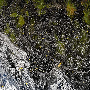 The complexity of river and winter flows interfering the water surface of Montreal River, Algoma, Ontario. Art photograph by Janusz Wrobel, Canadian Artist based in Cambridge, Ontario.