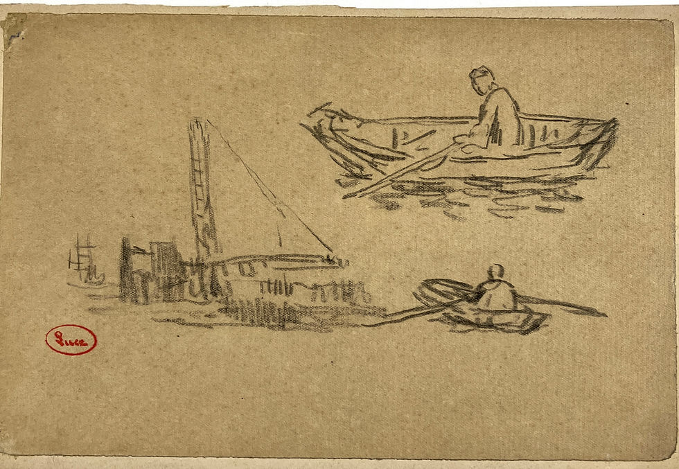 Maximilien Luce (1858-1941). Barque et grue. Vers 1900.