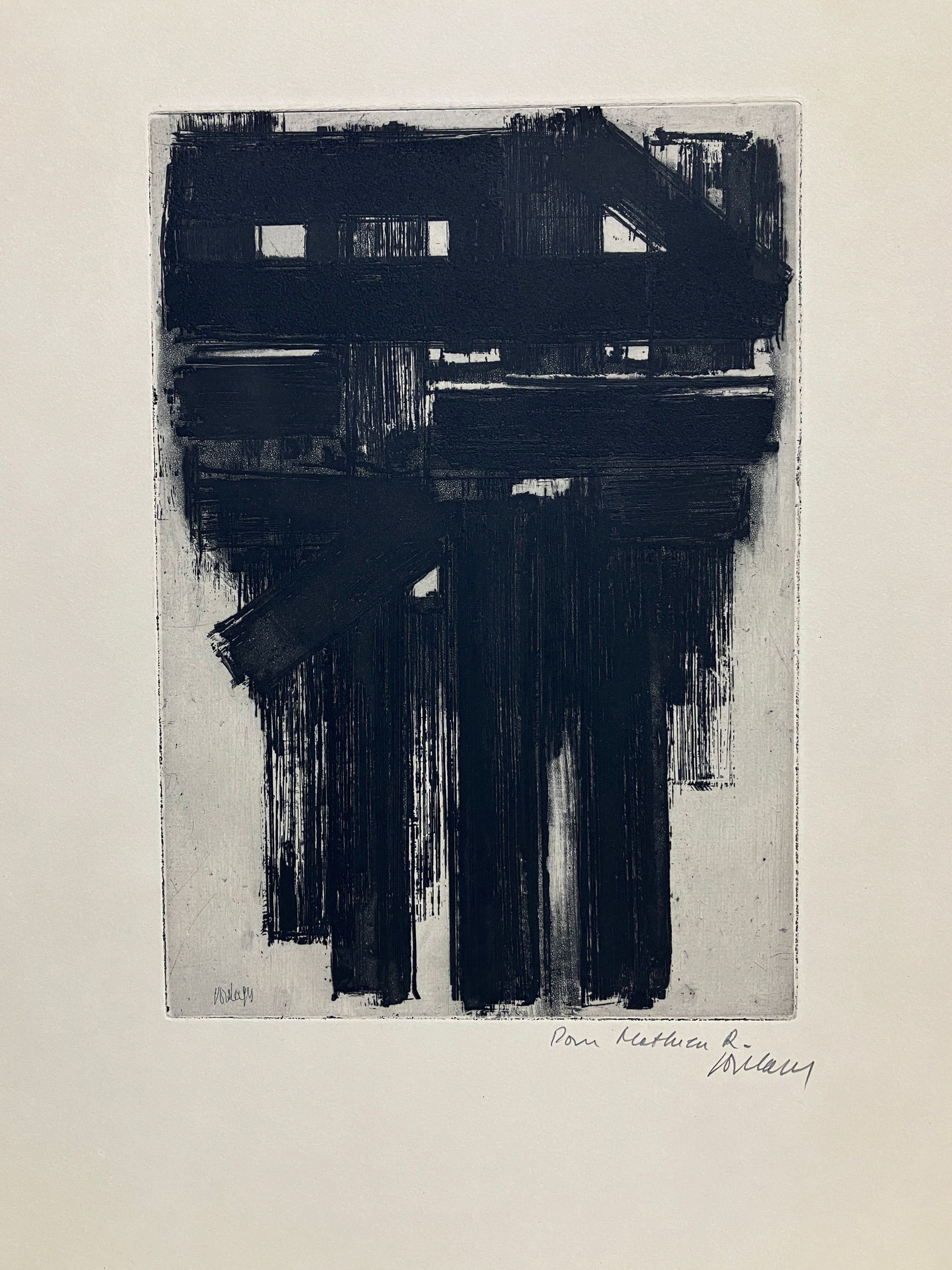 Pierre Soulages (1919-2022). Eau-forte III, 1956. Signée.
