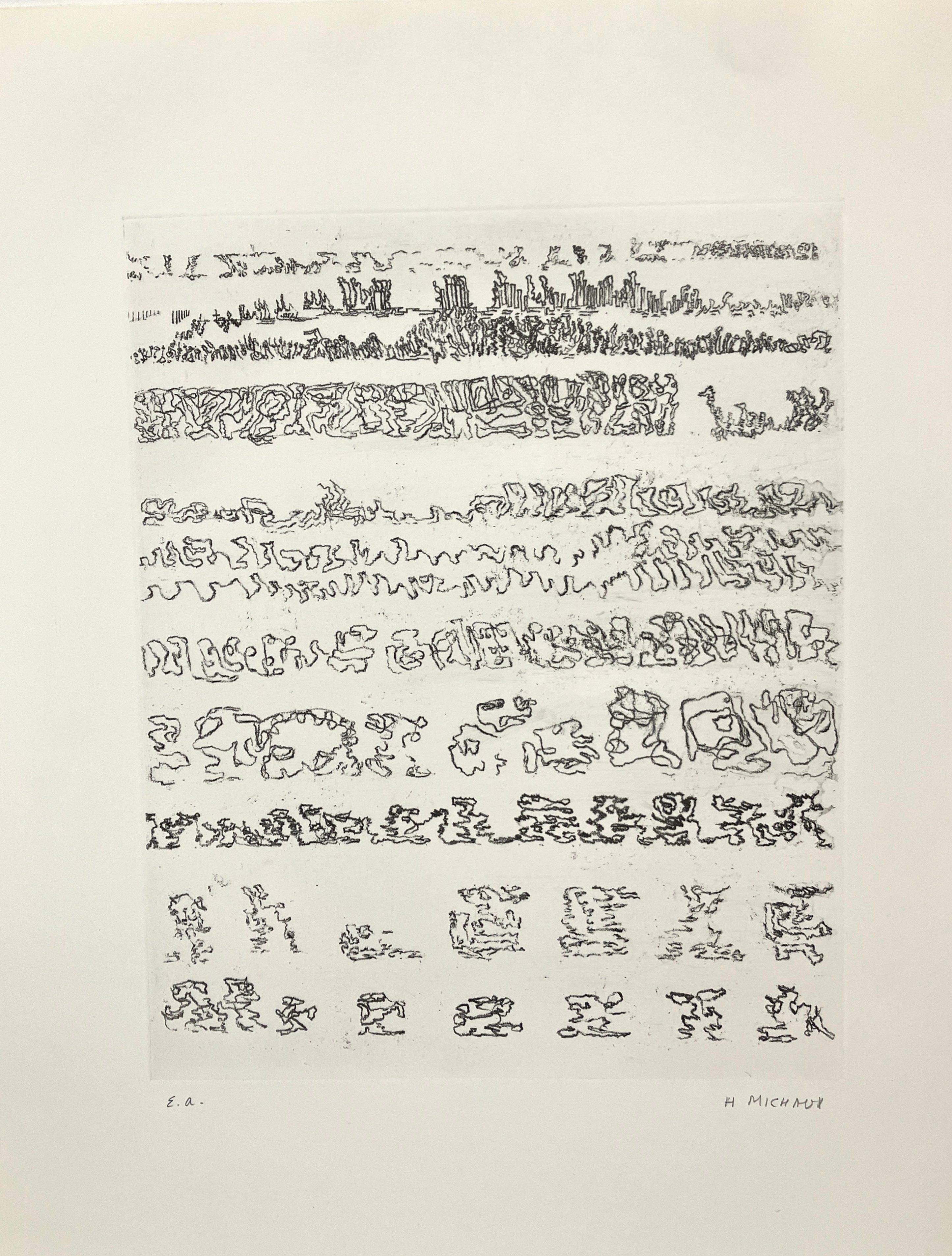 Henri Michaux (1899-1984). Sans titre, 1966. Verni mou.