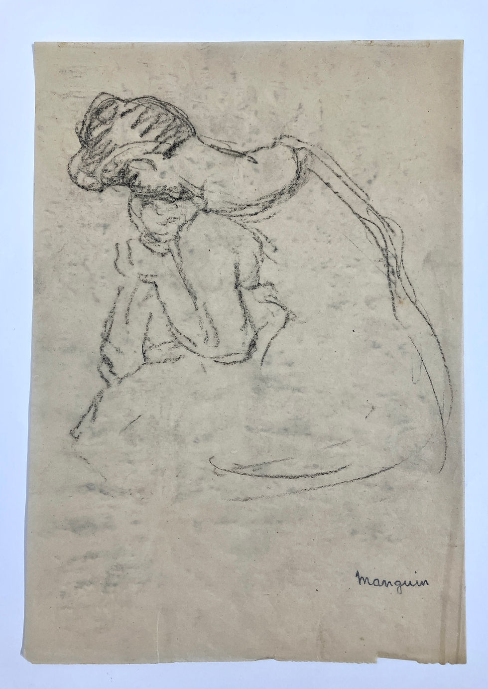 Henri Manguin (1874-1949). Mère et enfant. Fusain signé.