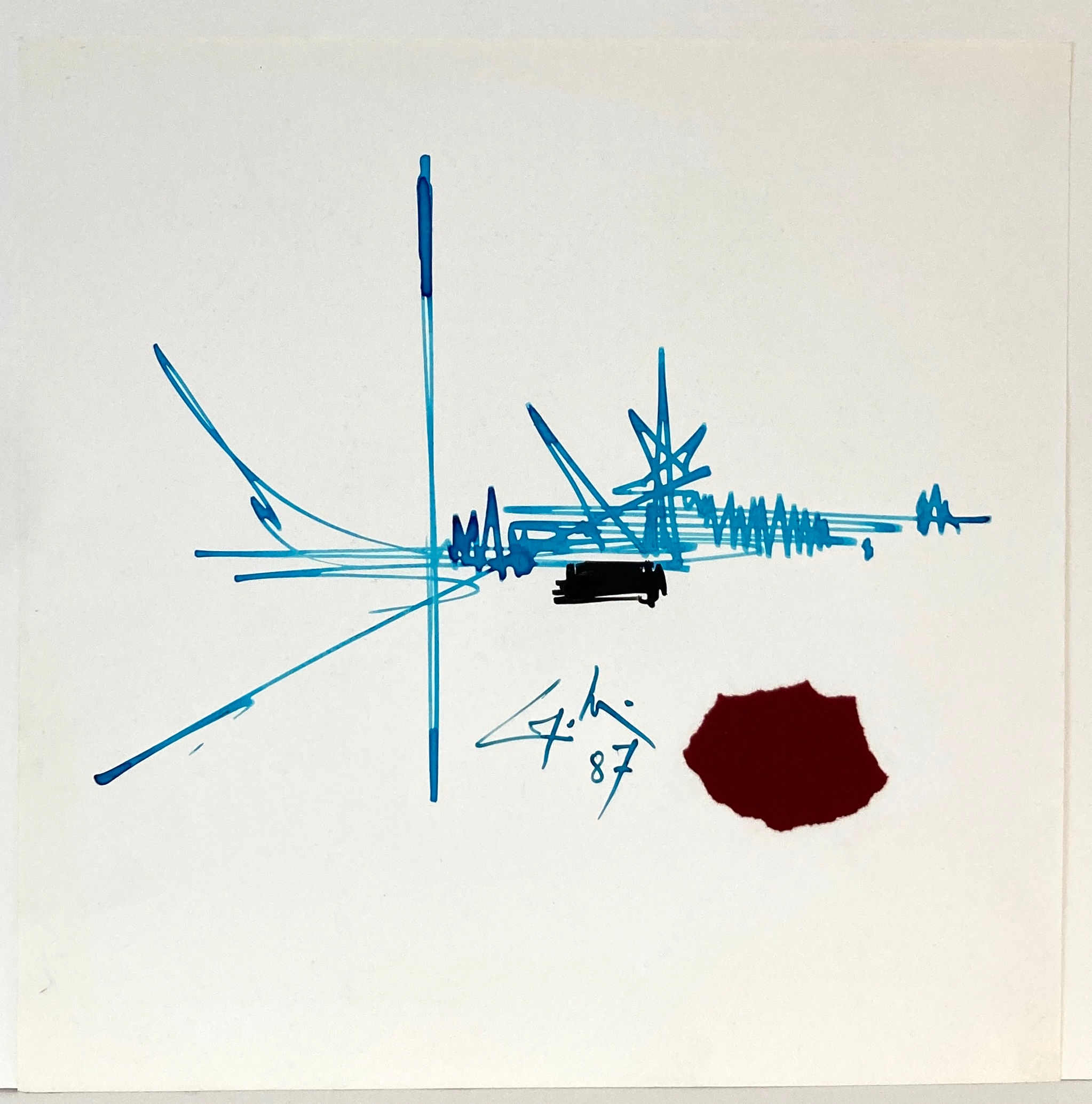 Georges Mathieu (1921-2012). Dessin. Circa 1987.