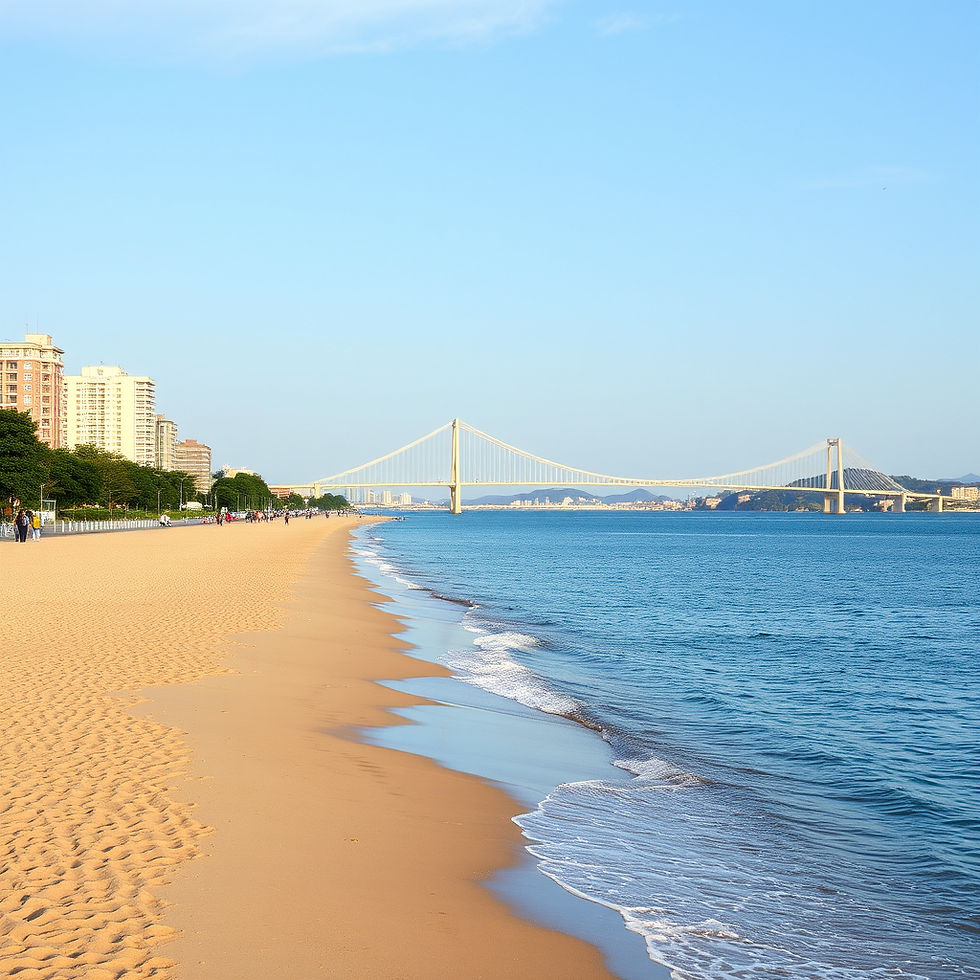 The Hakata-Oshima Bridge sits next to Hakata Beach
