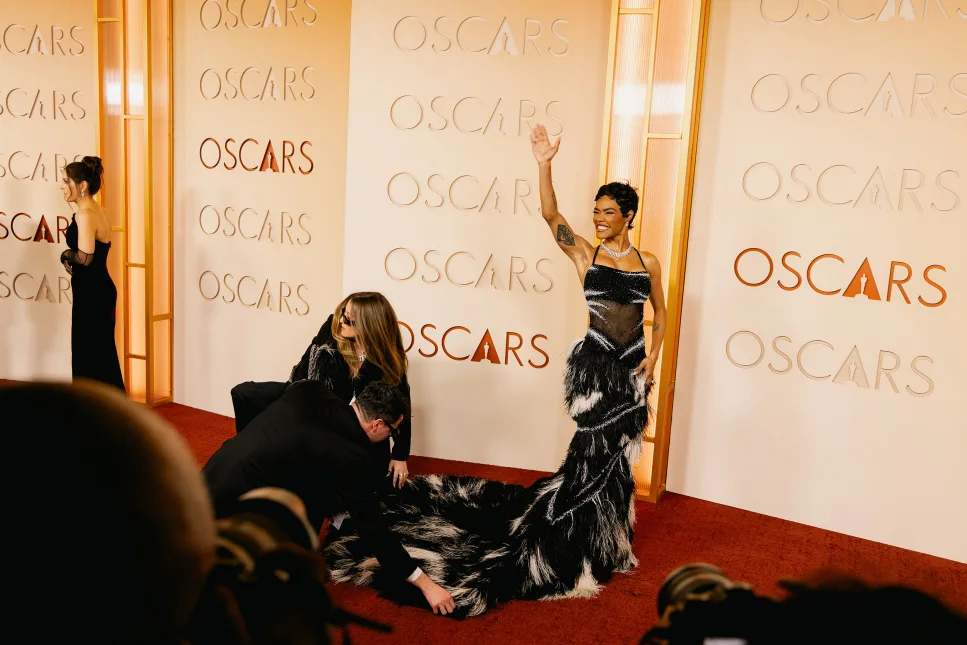Attendees on the red carpet at the Academy Awards in Los Angeles, on March 15, 2026.Jennelle Fong for CNN)