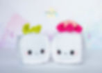 Photo showing 2 tofu cube amigurumi