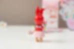 a sonny angel modelling the pink skirt back view