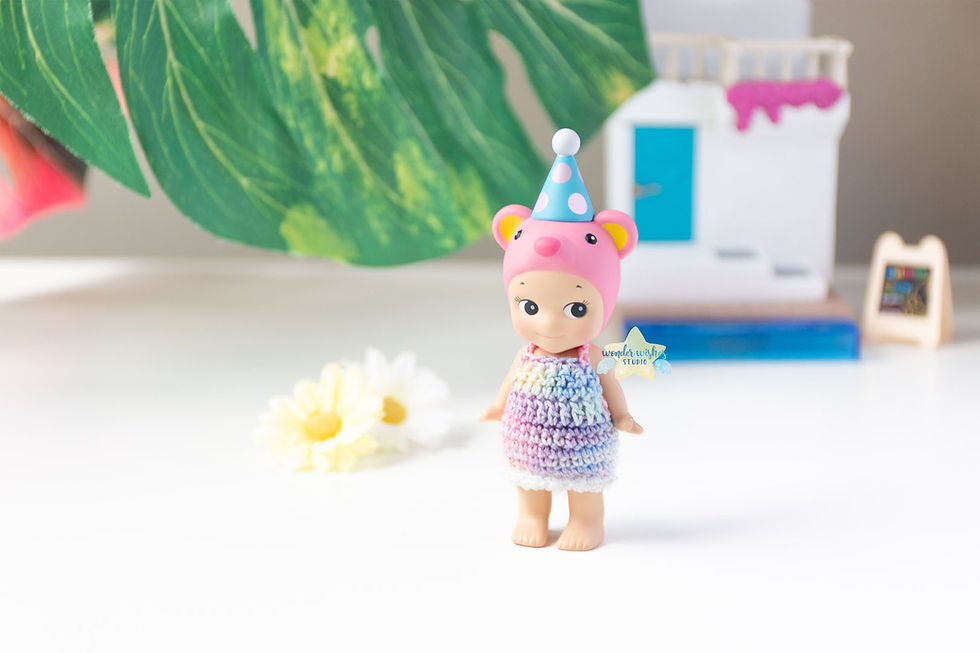 a sonny angel modelling the dress front view