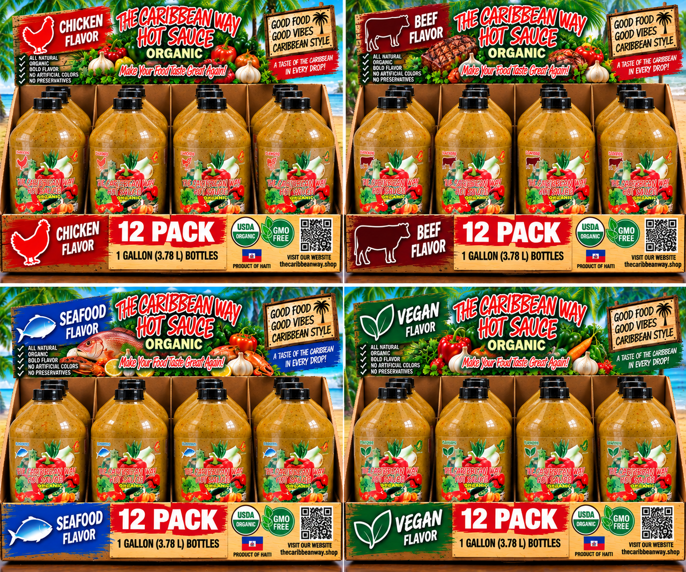 The Caribbean Way Organic Hot Sauce – 1 Gallon – 12 Pack Wholesale Case