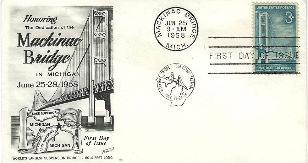 Mackinac Bridge Dedication Postmark, 1958
