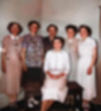 Members of the VFW Ladies Auxiliary include Adeline Schalk, Emilie Schultz, Lillian Erickson, Virginia Bunton, Martha Klinsman, and seated Peggy Hoffman