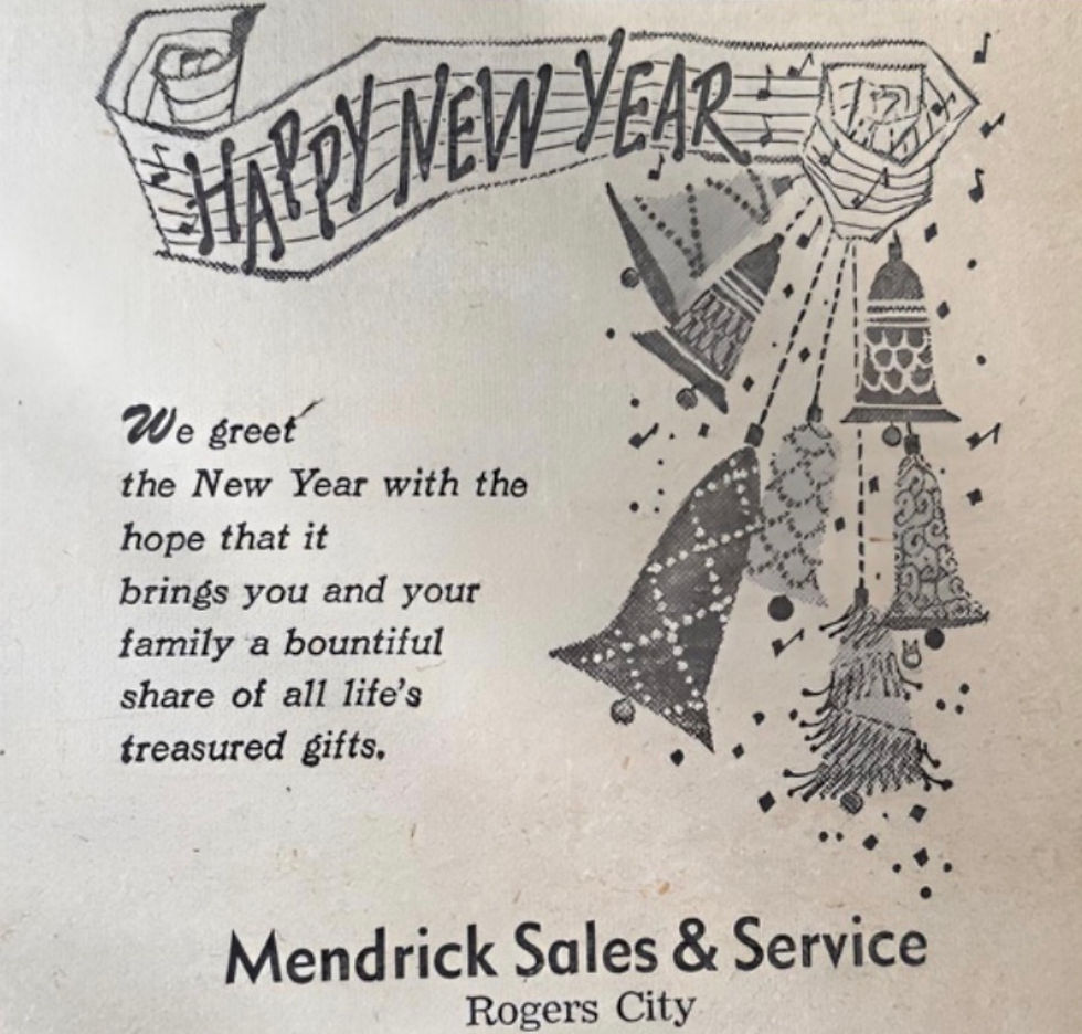 Mendrick Sales & Service New Years Ad, 1959