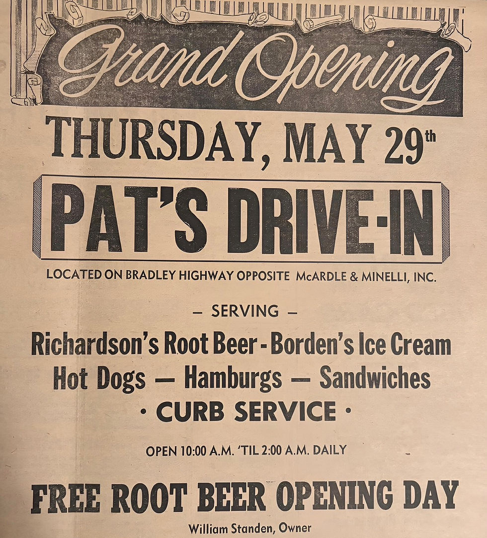 Pat's Drive-In Grand Opening Ad, 1958