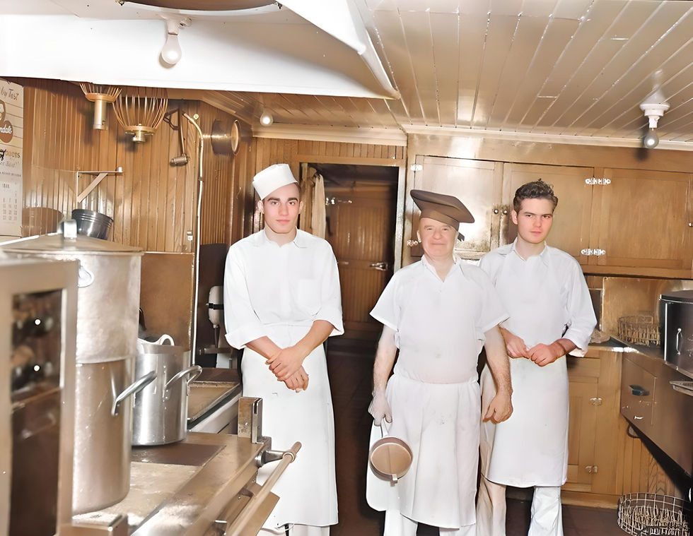 Art Gapczynski, Al Goodrow and Ralph Erickson aboard the Robinson, 1949