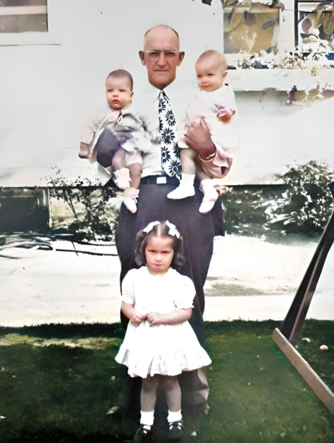 Leo O'Connor with Helen June O'Connor, and Geraldine and Cheryl Ann Ganske
